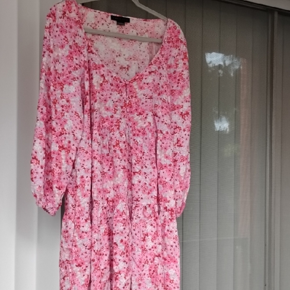 Sanctuary Floral Long Sleeve Dress in Pink and White